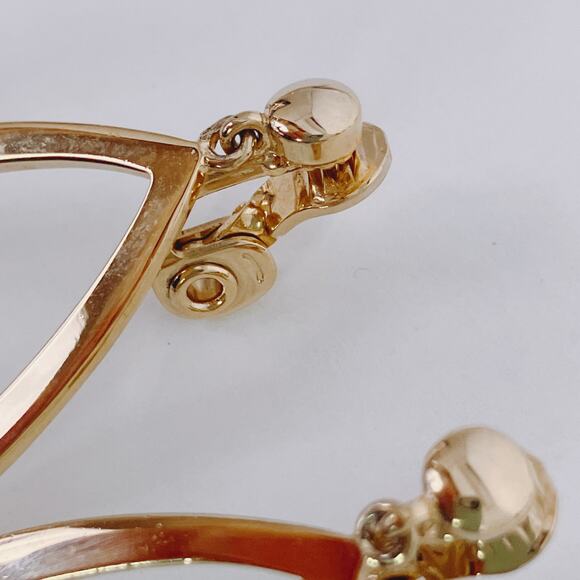 VTG Signed Ellen Tracy Earrings Teardrop Fringe Clip On Glam Shimmer Gold Tone - Picture 11 of 11